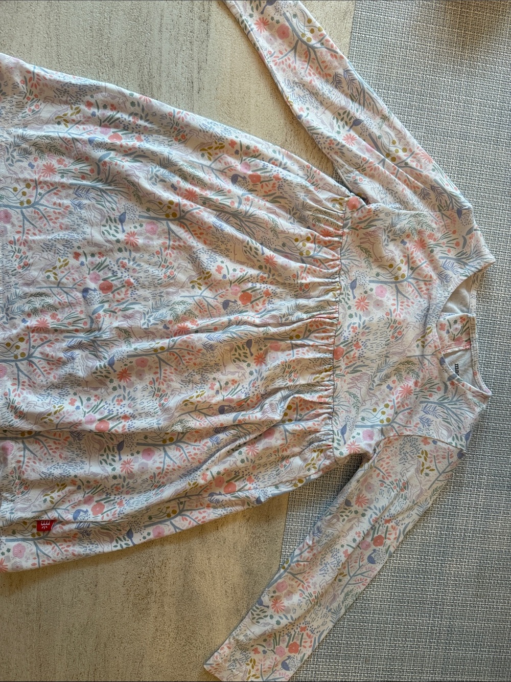 Magnetic Me Pink and Blue Floral Cotton Long-Sleeve Dress